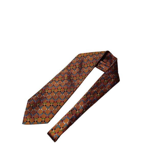 Mens Designer Missoni Cravatte Silk Neck Tie Gold Multicolor Embroidered Italy - Picture 8 of 11